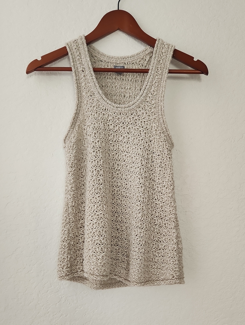 aerie Beige Crochet Cotton Tank Top